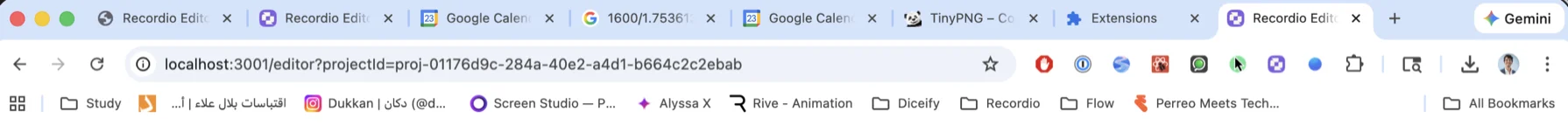 Browser toolbar before Recordio cleanup